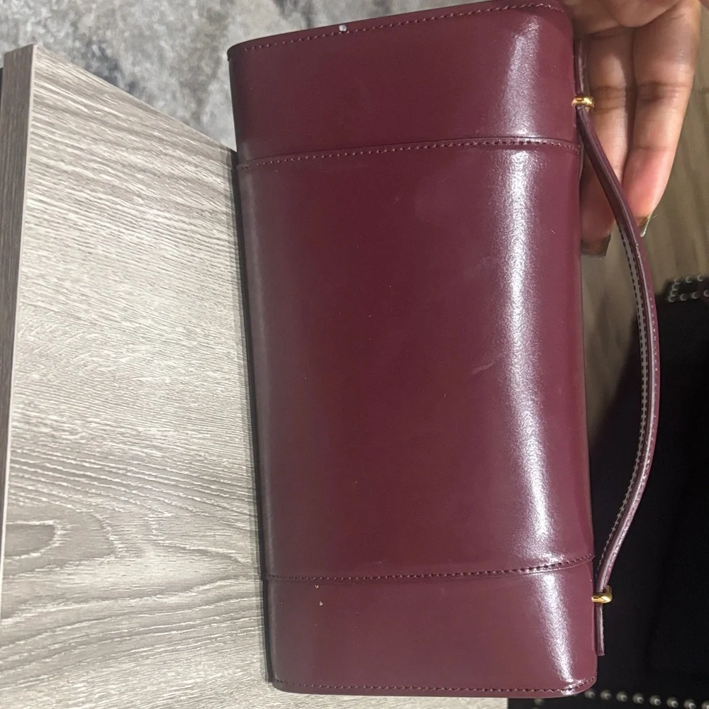 Balenciaga Maroon Shoulder Bag with Gold Accent - Picture 3 of 5
